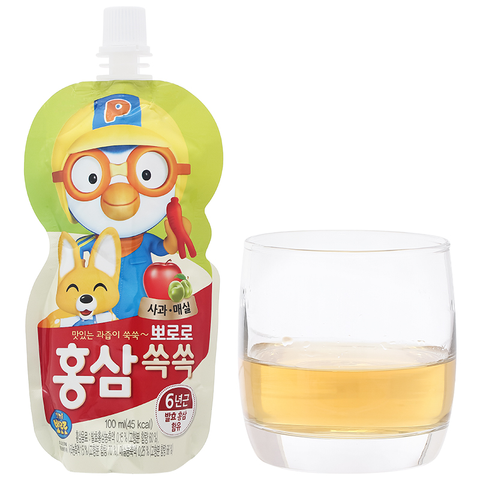 Nước trái cây Pororo hồng sâm vị táo, mơ 100 ml (từ 1 tuổi)