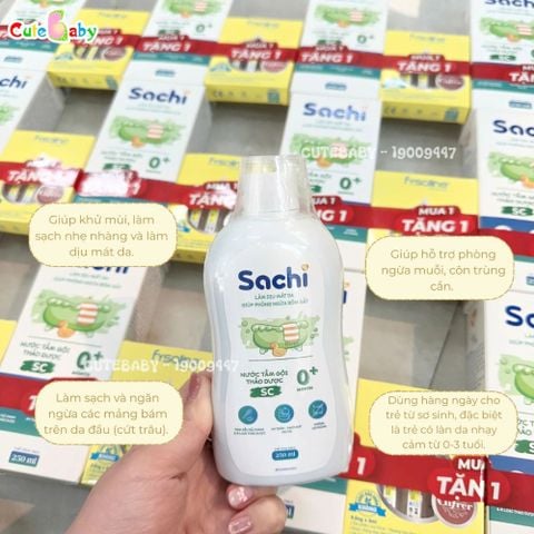 Nước tắm gội thảo dược Sachi sả chanh 250ml