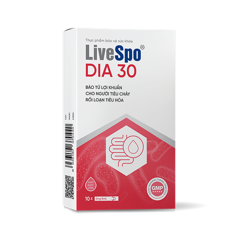 Bào tử lợi khuẩn Livespo DIA 30 hỗ trợ giảm các triệu chứng tiêu chảy cấp tính, rối loạn tiêu hoá (10 ống x 5ml)
