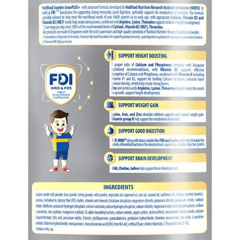 Sữa bột Nutifood GrowPLUS+ bạc 1+ hương vani 800g (1 - 2 tuổi)
