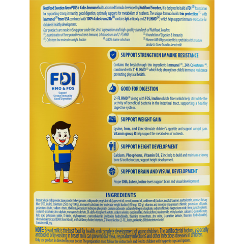 Sữa bột Nutifood GrowPLUS+ Colos Immunel 1+ hương vani 800g (1 - 2 tuổi)