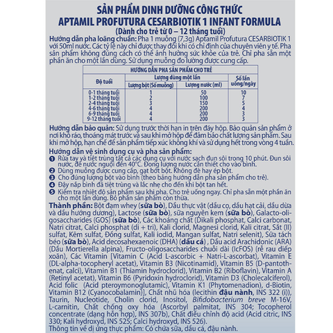 Sữa bột Aptamil Profutura Cesarbiotik số 1 800g (0 – 12 tháng)