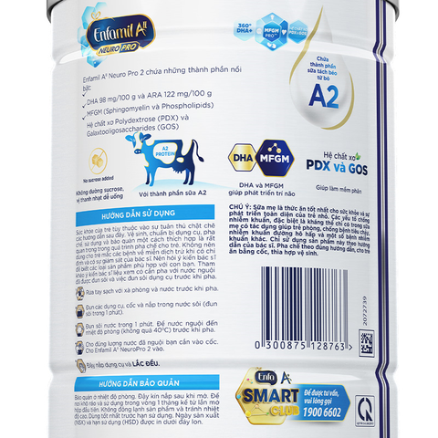 Sữa bột Enfamil A2 Neuropro Follow Up Formula số 2 (đạm quý A2) 800g (6 - 12 tháng)