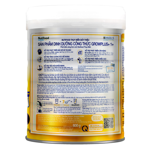 Sữa bột Nutifood Grow Plus+ Vàng (Sữa non) 800g cho bé trên 1 tuổi