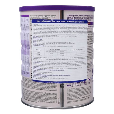 Sữa bột PediaSure Nga Vị Socola 850g (1 - 10 tuổi)