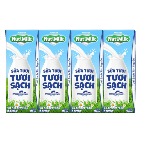 Sữa tươi Nutimilk ít đường (1 lốc 4h 180ml)