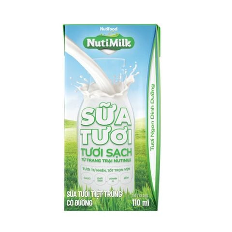 Sữa tươi Nutimilk có đường (1 lốc 4h 110ml)