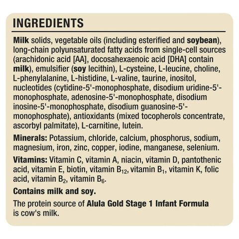 Sữa Alula Gold số 1 900g (0 - 6 tháng) dành cho trẻ sơ sinh đến 6 tháng Newborn