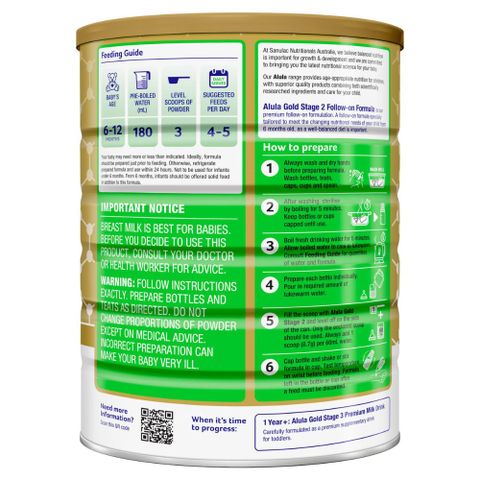 Sữa bột Alula Gold Số 2 900g (6 - 12 tháng) Follow-on