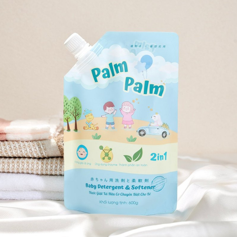Nước giặt xả hữu cơ cho bé Palm Palm xanh- hương anh đào 1400g