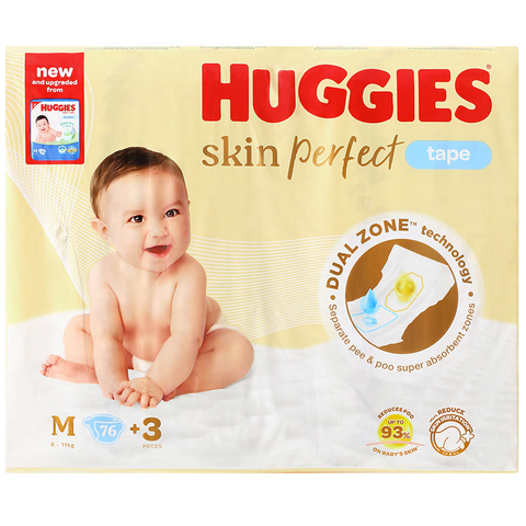 Tã dán Huggies Skin Perfect size M 76 + 3 miếng (6 - 11 kg)