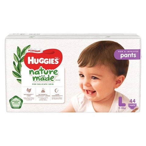 Tã quần Huggies Platinum nature made siêu cao cấp size L 44 miếng (9 - 14 kg)