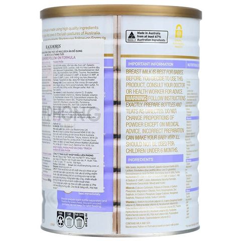 Sữa bột Blackmores Follow-on Formula số 2 hương vani 900g (6 - 12 tháng)