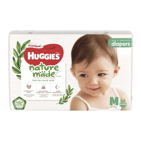 Tã dán Huggies Platinum nature made siêu cao cấp size M 64 miếng (6 - 11 kg)