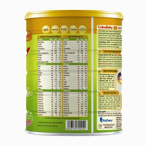 Sữa bột ColosBaby Gold 1+ (sữa non) hương vani 800g (1 - 2 tuổi)