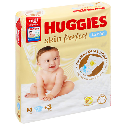 Tã dán Huggies Skin Perfect size M 76 + 3 miếng (6 - 11 kg)