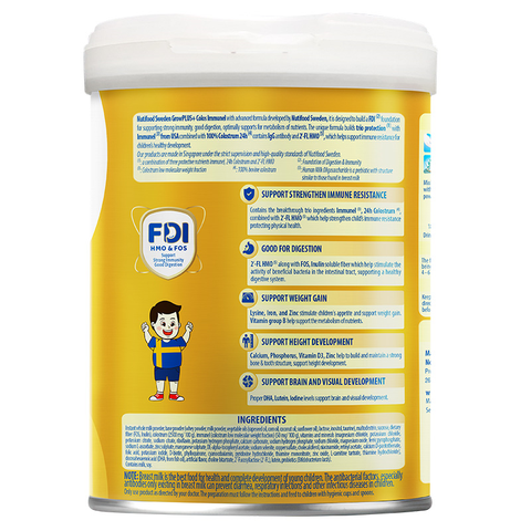 Sữa bột Nutifood GrowPLUS+ Colos Immunel 1+ hương vani 800g (1 - 2 tuổi)