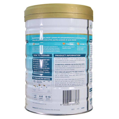 Sữa bột Blackmores JNR Balance+ hương vani 850g (1 - 10 tuổi)