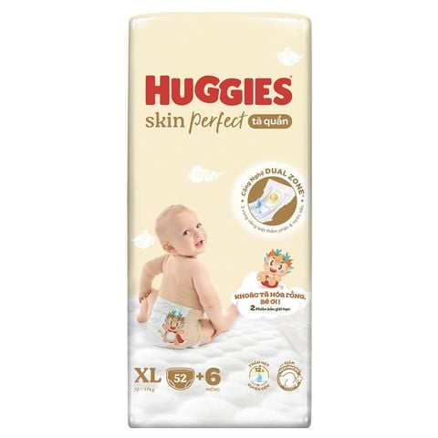 Tã quần Huggies Skin Perfect size XL 52 + 6 miếng (12 - 17 kg)