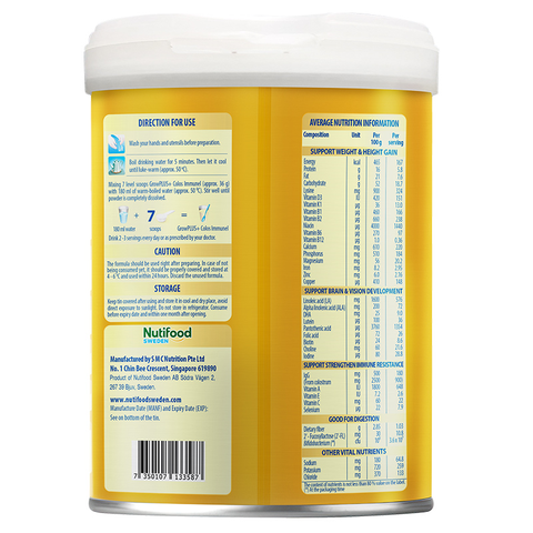 Sữa bột Nutifood GrowPLUS+ Colos Immunel 1+ hương vani 800g (1 - 2 tuổi)