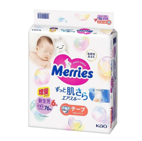Tã dán Merries size NB 76+6 miếng (Dưới 5 kg)