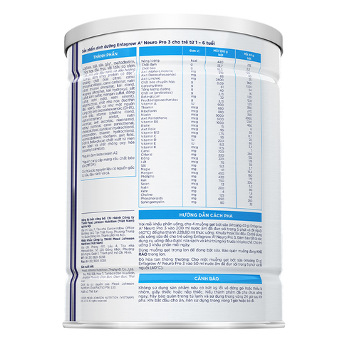Sữa bột Enfagrow A2 Neuropro số 3 (đạm quý A2) 800g (1 - 6 tuổi)
