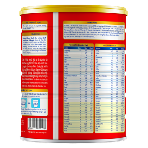 Sữa bột Oggi Suy Dinh Dưỡng Gold hương vani 900g (1 - 10 tuổi)