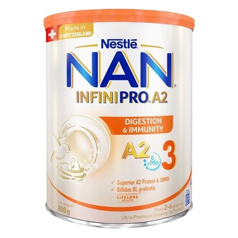 Sữa bột NAN InfiniPro A2 số 3 (đạm quý A2) 800g (2 - 6 tuổi)