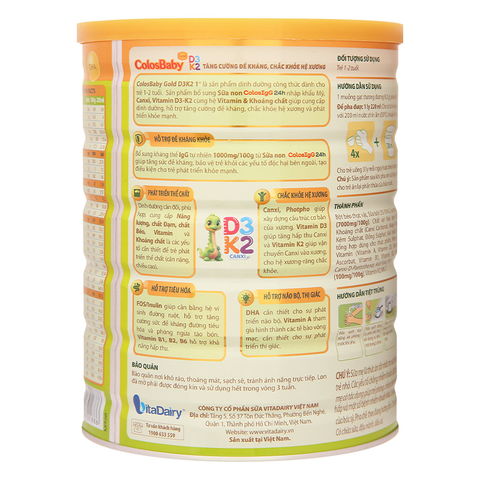 Sữa bột ColosBaby Gold D3K2 1+ (sữa non) 800g (1 - 2 tuổi)