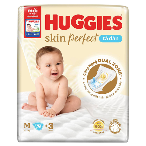 Tã dán Huggies Skin Perfect size M 76 + 3 miếng (6 - 11 kg)