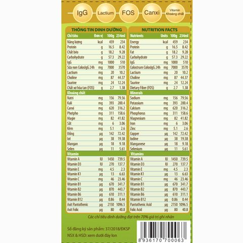 Sữa bột ColosBaby Gold 2+ (sữa non) hương vani 800g (từ 2 tuổi)