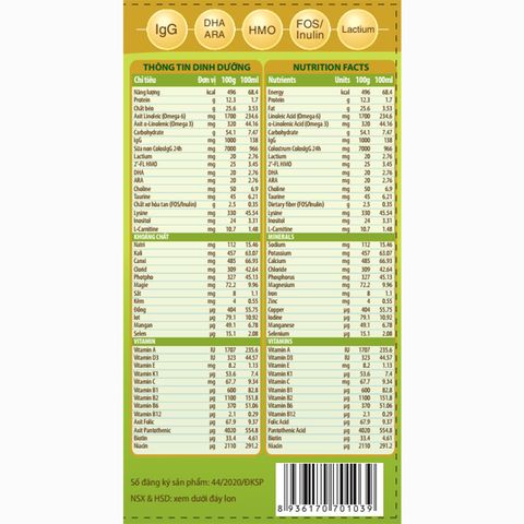 Sữa bột ColosBaby IQ Gold 0+ (sữa non) hương vani 800g (0 - 12 tháng)