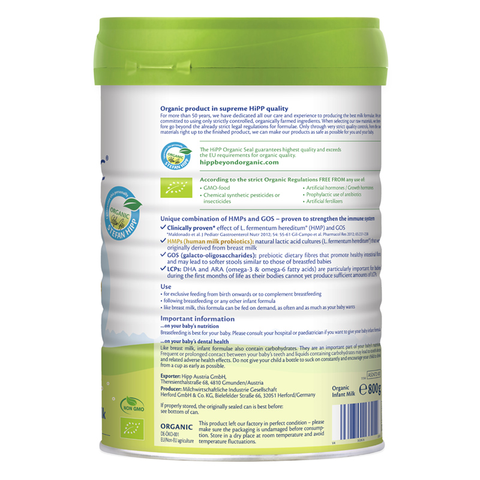 Sữa bột HiPP Organic Combiotic số 1 800g (0 - 6 tháng)