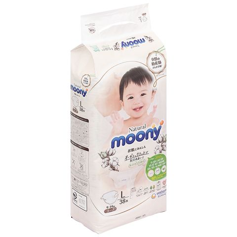 Tã dán Moony Natural size L 38 miếng (cho bé 9-14 kg)