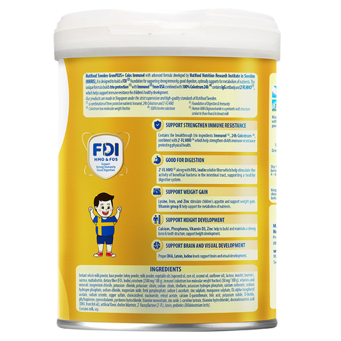 Sữa bột Nutifood GrowPLUS+ Colos Immunel 2+ hương vani 800g (từ 2 tuổi)