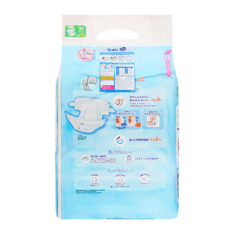 Tã dán Moony Blue size M 56+8 miếng (cho bé 6-11 kg)
