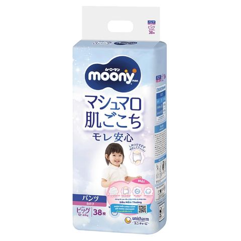 Tã quần cho bé gái Moony man size XL 38 miếng (12 - 22 kg)
