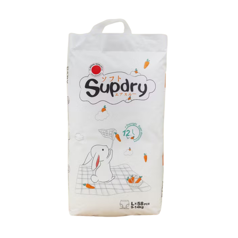 Tã quần Supdry trắng size L 58 miếng (cho bé 9 -14kg)