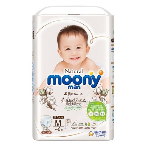 Tã quần Moony Natural size M 46 miếng (5 - 10 kg)