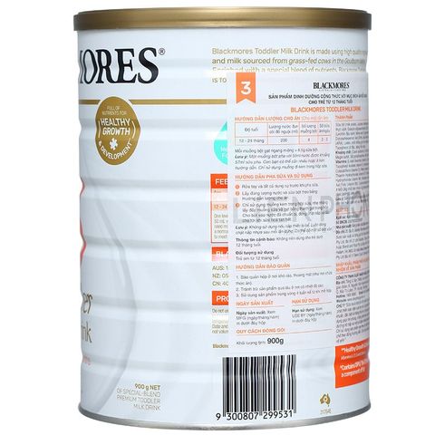 Sữa bột Blackmores Toddler Milk Drink số 3 hương vani 900g (từ 1 tuổi)