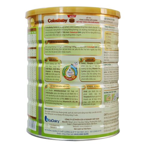 Sữa bột ColosBaby Gold 0+ vị thanh nhạt 800G (0-12 tháng)