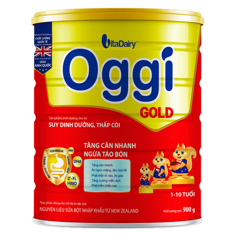Sữa bột Oggi Suy Dinh Dưỡng Gold hương vani 900g (1 - 10 tuổi)