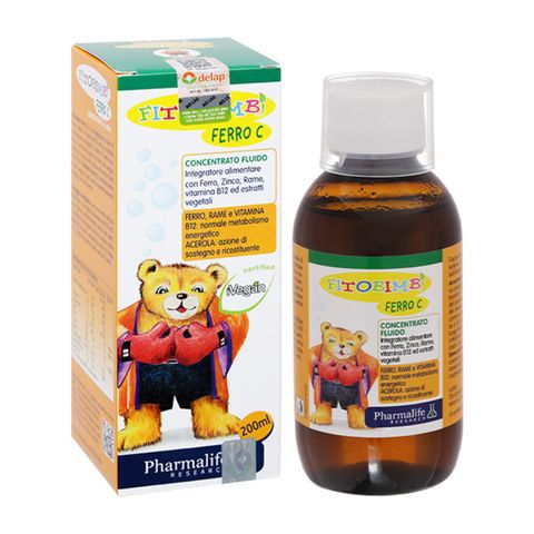 Siro Fitobimbi Ferro C bổ sung sắt, kẽm và vitamin C hương táo, 200 ml dạng uống (6 tháng - 12 tuổi)