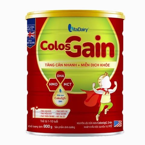 Sữa bột Colos Gain 1+ (sữa non) hương vani 800g (1 - 10 tuổi)