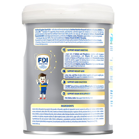 Sữa bột Nutifood GrowPLUS+ bạc 2+ hương vani 800g (từ 2 tuổi)