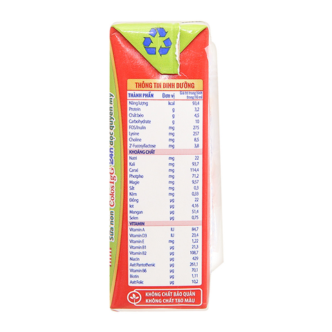 Thùng 48 hộp sữa non pha sẵn Colos Gain hương vani 110 ml (từ 1 tuổi)