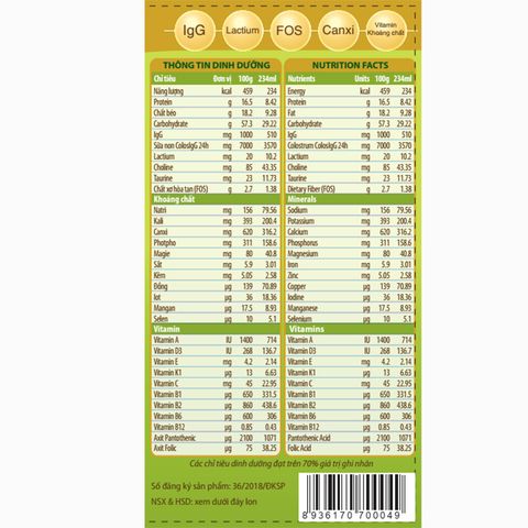 Sữa bột ColosBaby Gold 1+ (sữa non) hương vani 800g (1 - 2 tuổi)