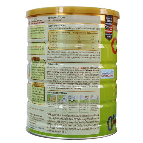 Sữa bột ColosBaby Gold 0+ vị thanh nhạt 800G (0-12 tháng)
