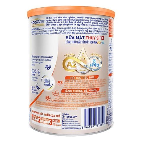 Sữa bột NAN InfiniPro A2 số 2 (đạm quý A2) 800g (1 - 2 tuổi)