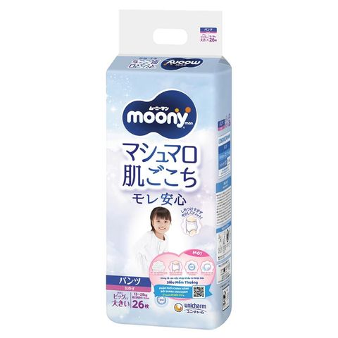 Tã quần cho bé gái Moony man size XXL 26 miếng (13 - 28 kg)
